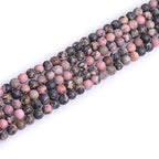 6mm Natural Stone Black Rhodonite Frosted Matte Unpolished Round Beads for Jewelry Making Strand 15 inch - color: Black Rhodonite, size: 6mm