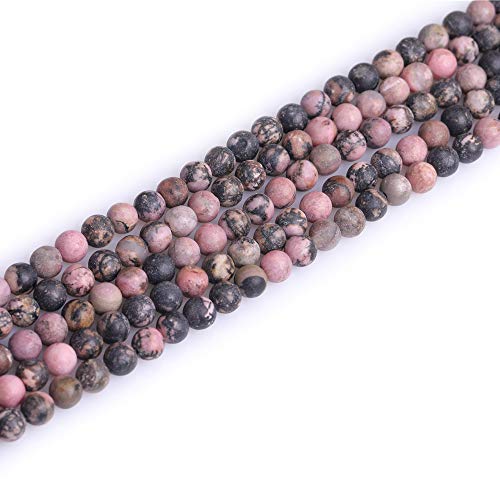 6mm Natural Stone Black Rhodonite Frosted Matte Unpolished Round Beads for Jewelry Making Strand 15 inch - color: Black Rhodonite, size: 6mm
