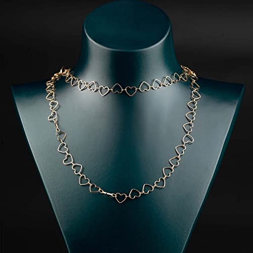 KYUNHOO 5M KC Gold Plated Jewelry Making Chains Link Heart Chains Bulk on Spool Jewelry Supplies Findings Chain Roll with Jump Rings and Lobster Claps - color: Heart Gold