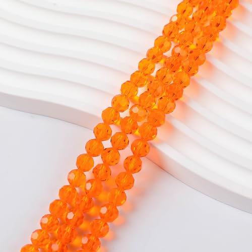 450PCS 6MM Orange Round Crystal Glass Beads for Jewelry Making,Novborcz Glass Beads Faceted Rondelle Beads DIY Glass Crystal Beads for Bracelets Necklace Pendants Jewelry Making DIY Craft - color: Orange, size: 6mm