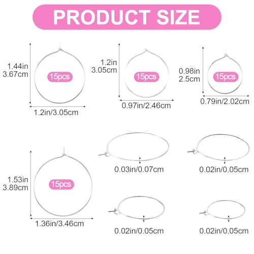 Pndeyo 280pcs Hypoallergenic Earring Beading Hoops, Metal Round Hoop Earrings Findings, Open Earring Wire Ring Accessories for Jewelry Making- Silver - color: Silver-280pcs