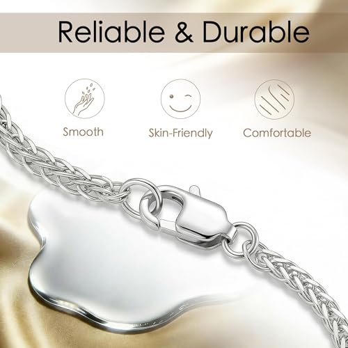 VANBARIS Silver Necklace Extenders for Women, Durable Necklace Extender Sterling Silver for Bracelet & Anklet, Adjustable & Hypoallergenic, Set of 3 Extension Chains(2+4+6 inch | Silver) - color: silver