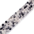 Black Rutilated Quartz 8mm Gemstone Faceted Round Loose Strand Beads for DIY Necklace Bracelet Jewelry Making 15 Inch - color: Black Rutilated Quartz
