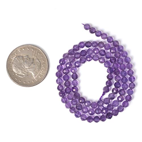 Natural Amethyst 4mm Faceted Round Beads Loose Beads 16 Inch for Jewelry Making Beads - color: Amethyst