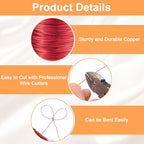 HARFINGTON Wire 203ft Length 24 Gauge Copper Craft Jewelry Wrapping Wire Tarnish Resistant Beading for Jewelry Making Supplies Crafting, Bright Red - color: Bright Red