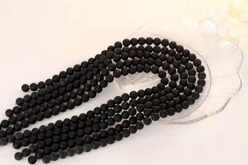 QINJIEJIE 100PCS Matte Black Obsidian Beads 8mm Natural Stone Beads Round Loose Gemstone Bead for Bracelet Beading Crystal Jewelry Making DIY Necklace Earrings 0.32" - color: Matte Black Obsidian, size: 100PCS