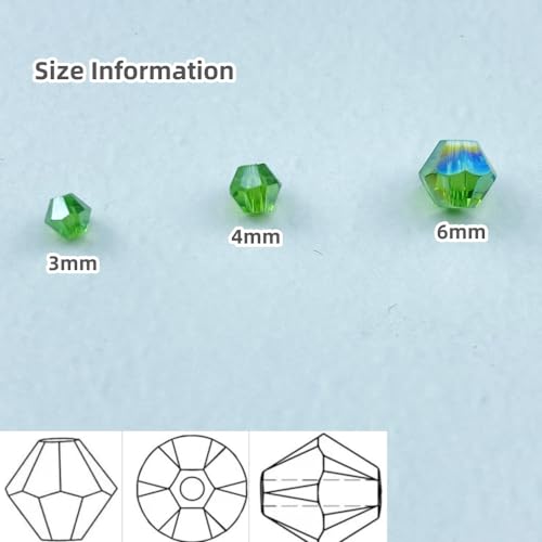 400pcs Bicone Crystal Beads 4mm Crystal Glass Faceted Beads for Necklace Bracelet Earrings DIY Jewelry Crafts Making Supplies(Grass Green AB) - color: Grass Green AB, size: 4mm