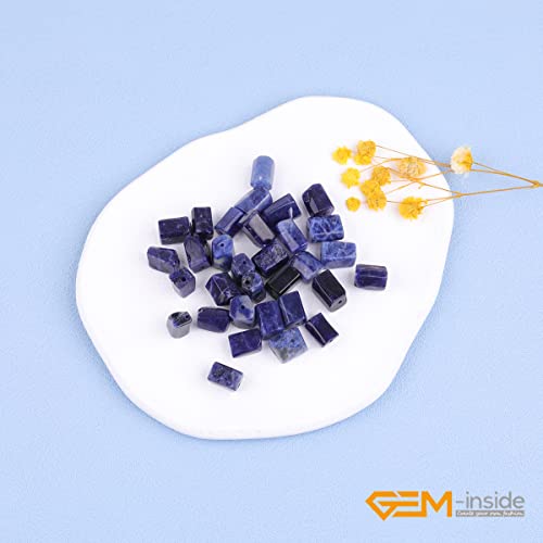 GEM-Inside 30Pcs 8x12mm Natural Blue Sodalite Stone Gemstone Faceted Freeform Tube Column Chakra Beads for Jewelry Making Full 15" Strand Power Energy Healing Stone - color: Blue Sodalite
