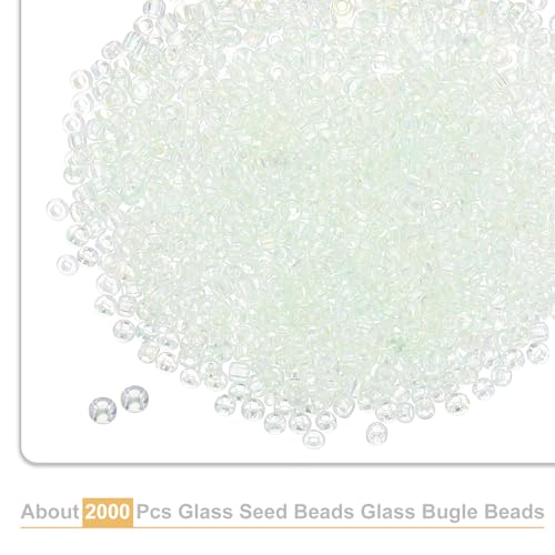 uxcell 2000 Pcs Glass Seed Beads Bulk, 1.5mm Mini Glass Bugle Beads for DIY Earrings, Necklaces, Bracelets, Jewelry Making, Light Mint - color: Light Mint, size: 1.5mm