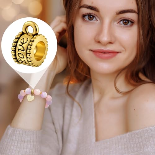 Joez Wonderful Links Bail Beads, Hypoallergenic Alloy Column Spacer Beads - color: Style A, 100 Gold