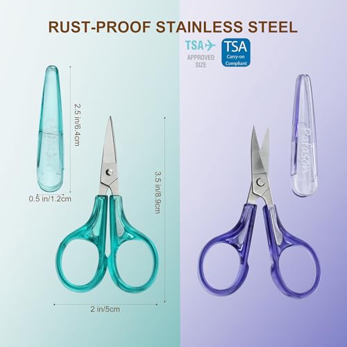 PAFASON Small Travel Embroidery Scissors Set Curved Straight Tip All Purpose for Quilting Sewing Knitting Crafting Cross Stitch Crochet Thread Yarn Paper Fabric Detail Multipurpose Cutting Safety Case - style: Contemporary