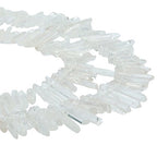SUNYIK Natural Rock Quartz Crystal Points Quartz Polished Sticks Spikes Point Beads 15 inches Strand Drilled - color: Natural Rock Quartz(Polished), size: 0.4"-1.3"