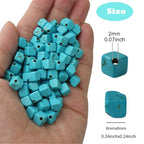 PAMIR TONG 6mm Turquoise Square Beads Bulk for Jewelry Making 300pcs Natural Stone Cube Space Beads for Lanyard, Garland Keychain, DIY Handmade Craft, Necklace, Bracelet Supplies - color: Turquoise Square