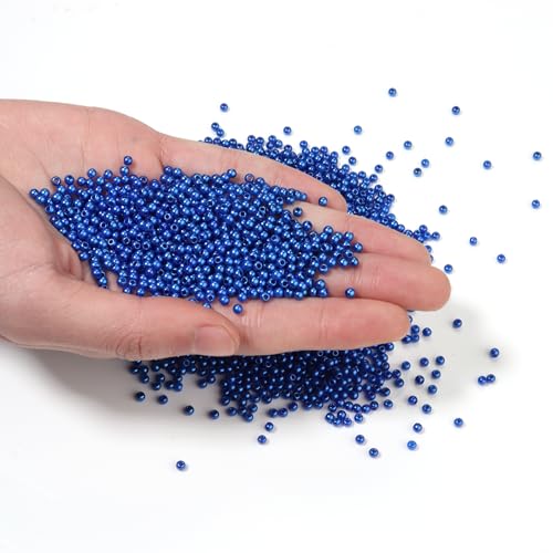 4000pcs Blue 3mm Pearl Beads with Hole Round Pearls for Crafting Loose Pearl Beads for Jewelry Making Fake Pearls Bead for Bracelets Necklaces Earrings Key Chains Accessories DIY - color: Blue, size: 3mm,4000pcs