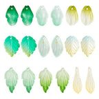 Beadthoven 90pcs Green Leaf Lampwork Glass Beads, Gradient Color Flower Petal Leaves Charms Top Drilled Tiny Leaf Crystal Beads Spacers for Jewelry Making Bracelets Earrings Necklaces DIY Crafts - color: Gradient-9 Styles