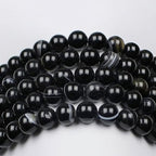 MJDCB Natural Black Striped Agate Round Loose Beads for Jewelry Making DIY Bracelet Necklace (4mm) - color: Black Striped Agate, size: 4mm
