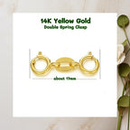 14K Yellow Gold Jewelry Clasp Necklace Extender, Double Lobster Clasp Bracelet Extension Connector for DIY Necklace Bracelet Anklet Jewelry Making, 14K Gold Double Spring Clasp (Style 2) - style: Style 2