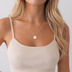 Mothers Day Gifts for Mom Cross Necklace for Women Dainty 14K Gold Plated Cross Coin Necklace Simple Round Disc Pendant Minimalist Cute Charm Everyday Religious Jewelry Gifts - style: dense bead chain