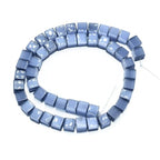 48pcs 8mm Blue Gray Cat's Eye Cube Stone Square Gemstone Beads Semi-Precious Craft Supplies for DIY Jewelry Making - color: Cube8mm Blue Gray