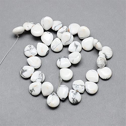 Craftdady 30pcs Teardrop Natural White Howlite Stone Beads Top Drilled Energy Healing Gemstone Loose Beads Polished Chakra Stone Loose Beads 12x9-10mm for DIY Jewelry Crafts - color: White Howlite