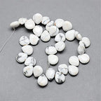 Craftdady 30pcs Teardrop Natural White Howlite Stone Beads Top Drilled Energy Healing Gemstone Loose Beads Polished Chakra Stone Loose Beads 12x9-10mm for DIY Jewelry Crafts - color: White Howlite