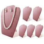6Pcs/Set Necklace&Earring Display stand Velvet Jewelry Set Easel Display Rack Jewelry Display Stand for Vendors Jewelry Bust (Pink, M) - size: M