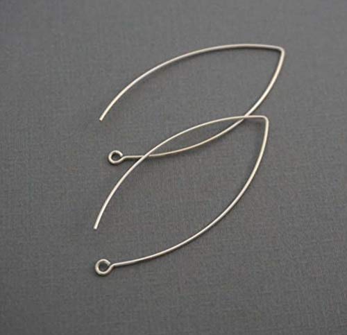 100pcs Adabele Hypoallergenic Tarnish Resistant Marquise Earring Hooks 45mm Long V Shape Silver Ear Wire (Wire 0.7mm/21 Gauge) for DIY Earrings Jewelry Making BF247-1 - color: Silver
