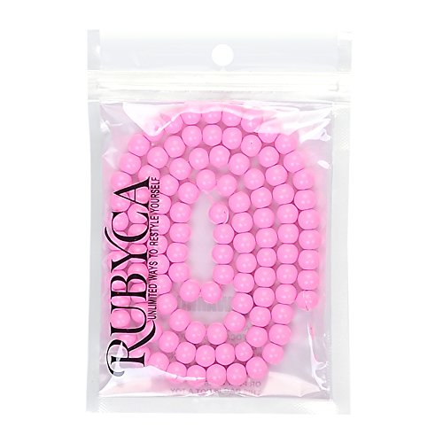 RUBYCA Round Opaque Painted Druk Czech Glass Beads Bulk Jewelry Making Supplies Strand (Pink, 4mm) - color: Baby Pink, size: 4mm