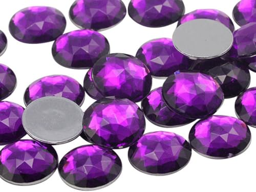 25mm Purple Amethyst .NAT02 Flat Back Round Acrylic Rhinestones Plastic Circle Gems for Costume Making Cosplay Jewels Pro Grade Embelishments - 20 Pieces (Amethyst) - color: Amethyst