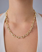 PAVOI 14K Gold Plated Chunky Chain Choker Necklaces for Women | Gold Statement Graduated Link Chain Necklace | Bold Oval Link Barbell Links Paperclip Chains - style: Oval Chain
