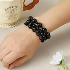 1200Pcs Black Beads, Acrylic Pony Beads, 4/6/8/10/12mm Round Smooth Bead for Bracelets, Spacer Pearl Craft Beades for Bracelet Necklace Jewelry Making (Black) - color: black
