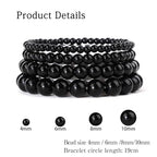 Vinswet 4pcs Beaded Bracelets for Women,Natural Healing Crystal Gemstones Bracelet,Anxiety Stress Relief Bracelet Handmade purple Jewelry Gifts for Women - color: Black Obsidia