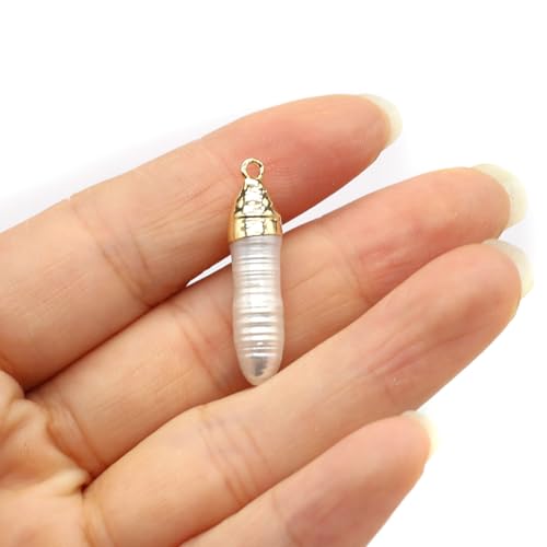 10PCS Natural Pearl Pendants Irregular Multiple Shapes Cultured Freshwater Baroque Pearl Charms for Jewelry Making Gift - color: 30x6mm