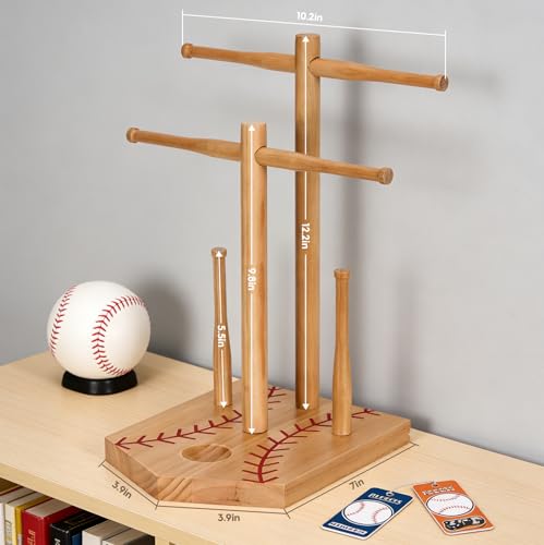Large Two-Layer Baseball or Softball Drip Necklace Organizer Holder,Exquisite Wooden Championship Ring Display Holder,Baseball,Sports or Softball Ring Holder,Trophy Gift for Players & Coaches