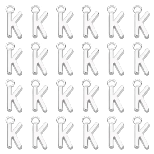 PATIKIL Letter Charm, 50pcs Alphabet Initial Pendant Charm Bulk DIY for Jewelry Making Bracelets Earrings Necklace - style: K