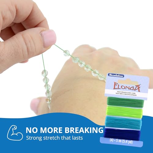 Beadalon Elonga Elastic String for Bracelets 0.3mm 100m White Jewelry Making Cord Strong Stretch Recovery Secure Knots Fits Small Beads Multi Fiber Durable Bulk Spool for Jewelry Makers - style: White, 0.3 mm, 100 m