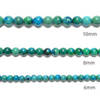 124Pcs (2 Strand/Set) 6mm Azurite Smooth Round Beads AAA Grade Premium Round Gemstone Real Stone Loose Beads for DIY Bracelet Jewelry String Making - color: Blue Green, size: 6mm