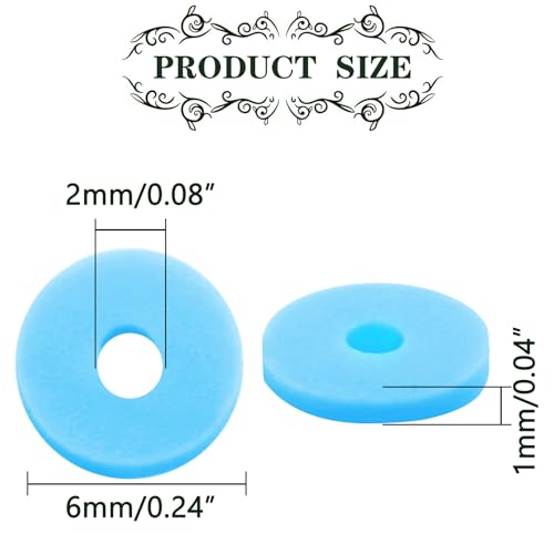 Blue Polymer Clay Beads, 6mm Heishi Bead for Jewelry Bracelets Necklace Making 1000PCS - color: Cyan blue
