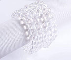 Angelstones Handmade Natural Healing Gemstone 8mm Round Beads Stretch Crystal Bracelet 7 Inch Unisex - color: Clear Quartz