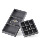 Dark Blue Jewelry Display Tray Ring Necklace Earring Bangle Organizer Multifunctional Storage Case for Jewelry Showcase (Long 3 Grids Tray) - color: 07-3 Gird Tray