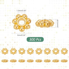 PH PandaHall 300pcs Golden Flower Spacer Beads, 6mm Alloy Daisy Beads Metal Jewelry Spacers Snowflake Loose Beads for DIY Christmas Bracelet Necklace Jewelry Making Supplies - color: Gold