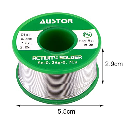 AUSTOR 0.8mm Lead Free Solder Wire with Rosin Core, 200g - size: 0.8mm 200g