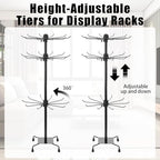 Kifmurase 2PCS Rotating Display Stand Metal Spinner Display Rack with Hooks Adjustable Height Holders for Earrings Necklace Key Rings, 3 Tiers Retail Vendor Jewelry Display Rack(Black)