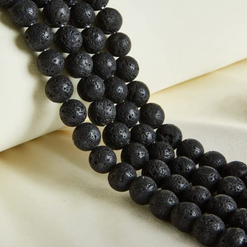 100pcs 8mm Black Lava Beads Natural Gemstone Beads Round Loose Beads for Crafting and Jewelry Making - color: Black Lava, size: 8mm