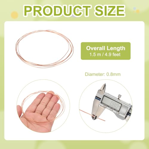 PATIKIL 99.9% Pure Copper Wire for Jewelry Making, 20 Gauge (0.8mm) Copper Craft Wire 4.9 Feet Beading Jewelry Making Supplies for Crafting Wreath Electroculture Gardening - size: 20 Gauge x 4.9 Feet