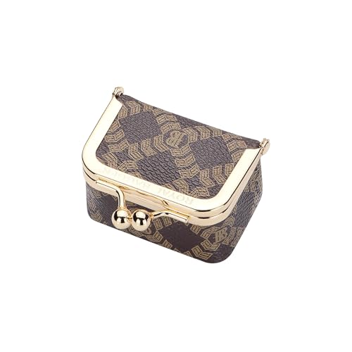 Royal Bagger Genuine Cow Leather Mini Jewelry Box Women's Coin Purse Solid Color Kiss Lock Change Pouch Casual Style Small Storage Bag for Women 1894 (Dark Blue 5894) - color: Dark Blue 5894