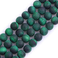 GEM-Inside 8mm Natural Stone Green Tiger Eye Frosted Matte Unpolished Round Beads for Jewelry Making Strand 15 inch - color: Green Tiger Eye, size: 8mm