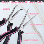 Mini Needle Nose Pliers Set - Small & Extra Long Nose Pliers for Jewelry Making, Wire Wrapping & Object Gripping with Soft Grip - style: Straight & Bent Needle Nose Plier