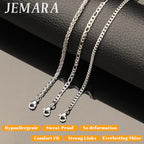 JEMARA 3Pcs Men's Stainless Steel 3mm Silver Chain Necklace Sets ，Non Tarnish Cuban Link Jewelry Gifts（18-22 inch） - size: 18 inches
