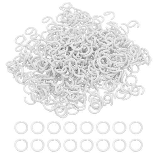 PATIKIL Open Jump Rings, 400 Pcs 6mm Round Ring Charm Loops Connector for Jewelry Making Supplies DIY Craft Keychains Necklaces Earrings, White - color: White, size: 6mm